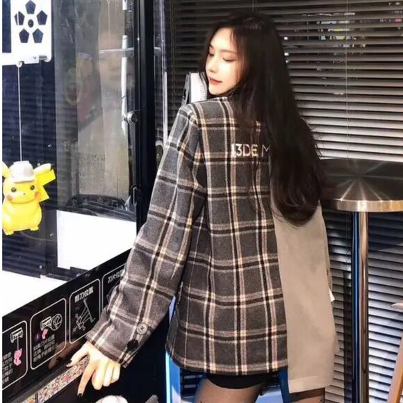 13De Marzo Plaid Blazer Jacket Grey - Picture 3 of 16